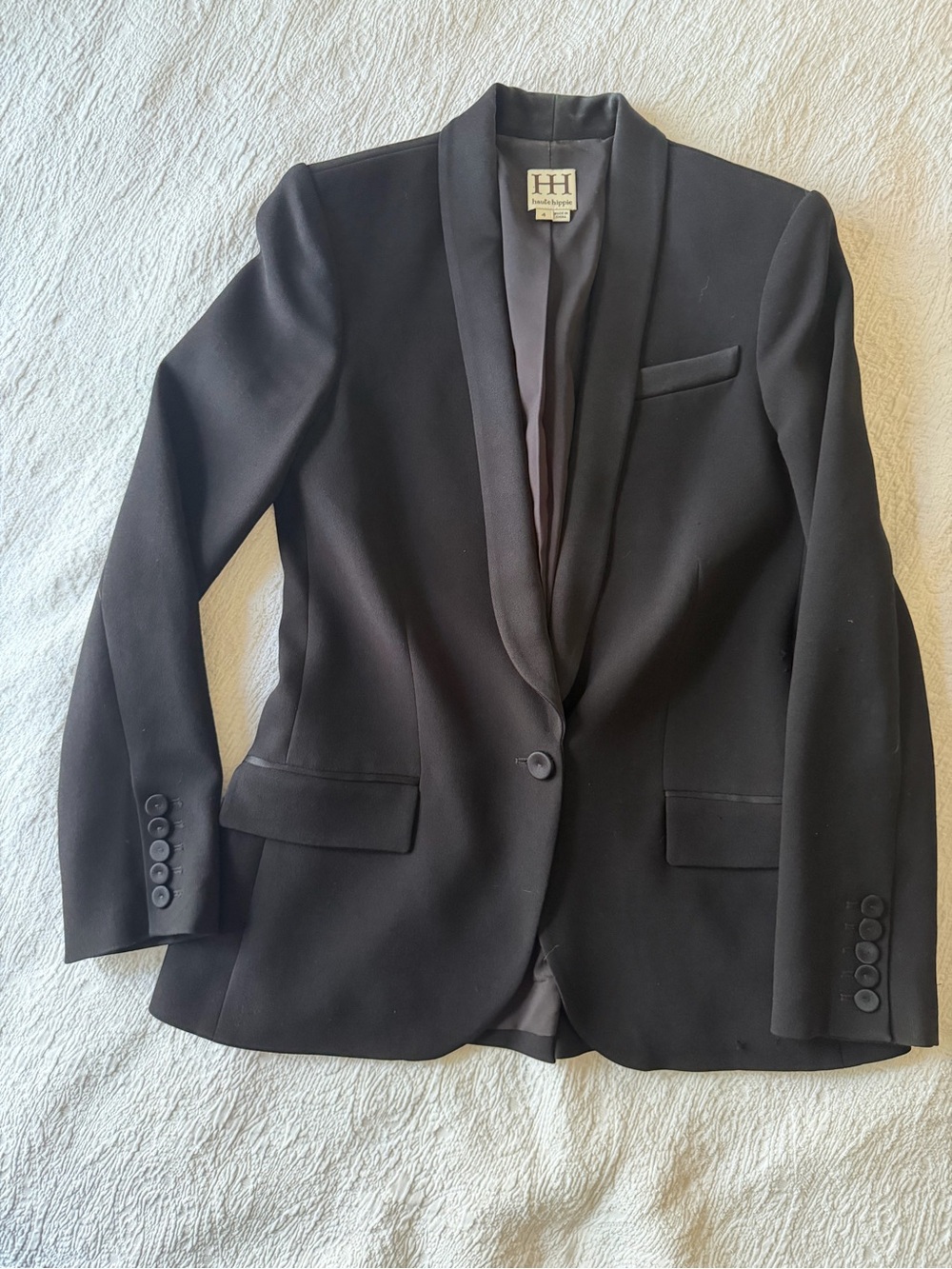 Haute Hippie Black Shawl Collar Tuxedo Jacket